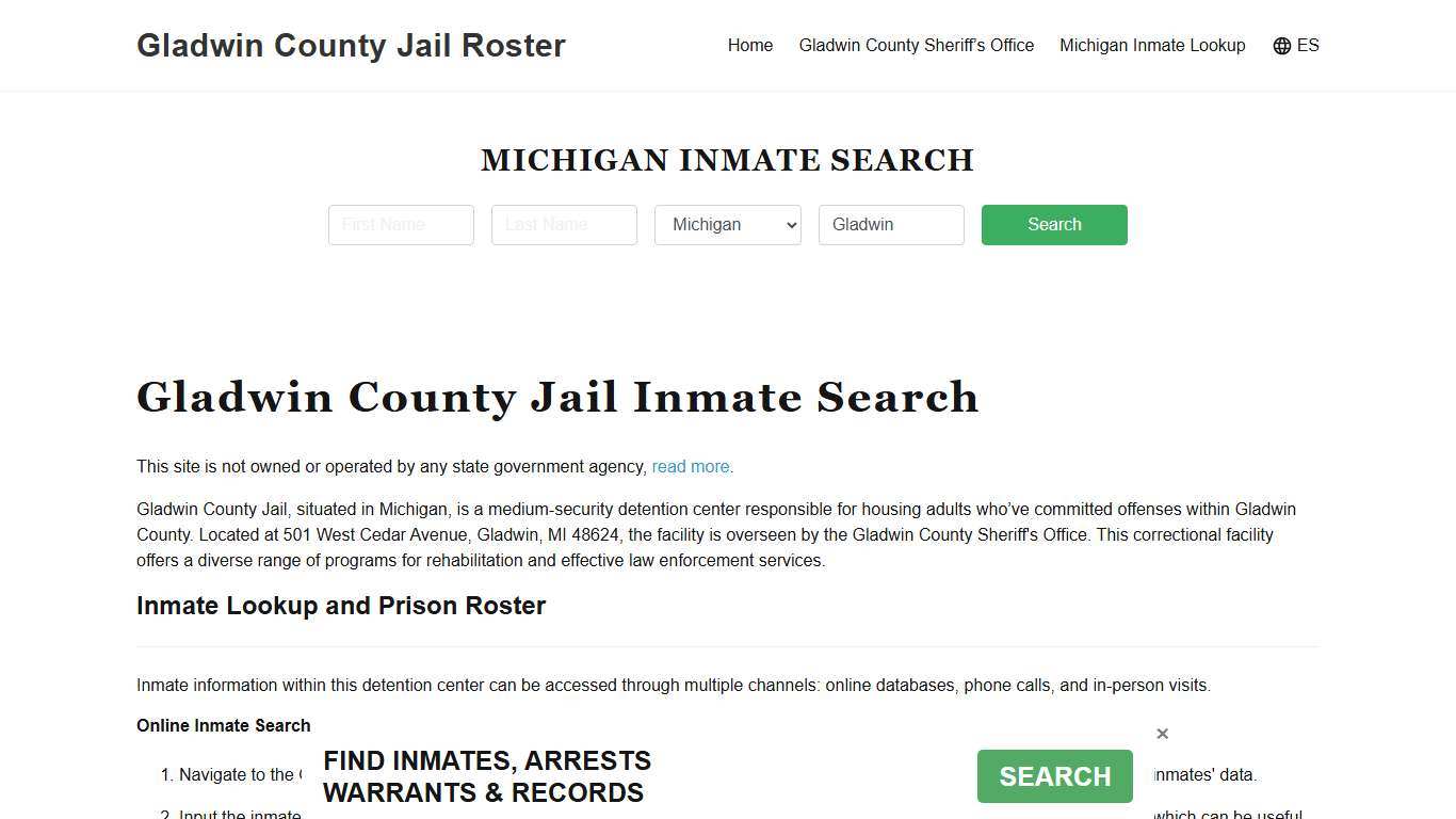 Gladwin County Jail Roster Lookup, MI, Inmate Search